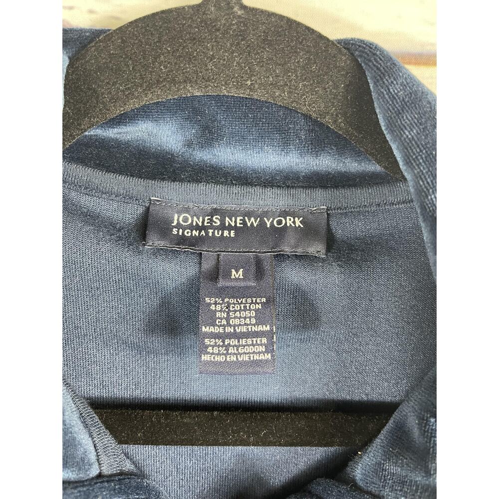 Jones New York Jacket Women's Size M Blue Velour Snap Front Pockets Long Sleeve - Picture 4 of 7